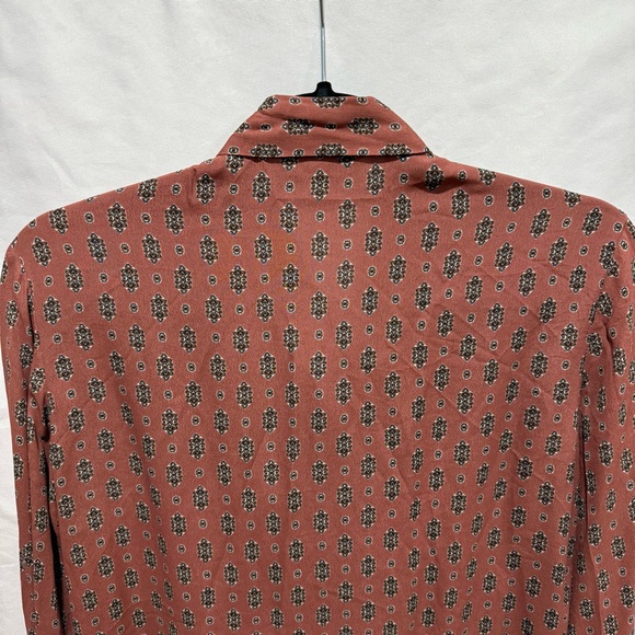 Massimo Dutti Dark Floral Paisley Pussybow Blouse Size 2 Small Academia Chic - Picture 14 of 15